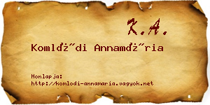 Komlódi Annamária névjegykártya