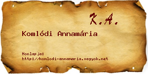 Komlódi Annamária névjegykártya